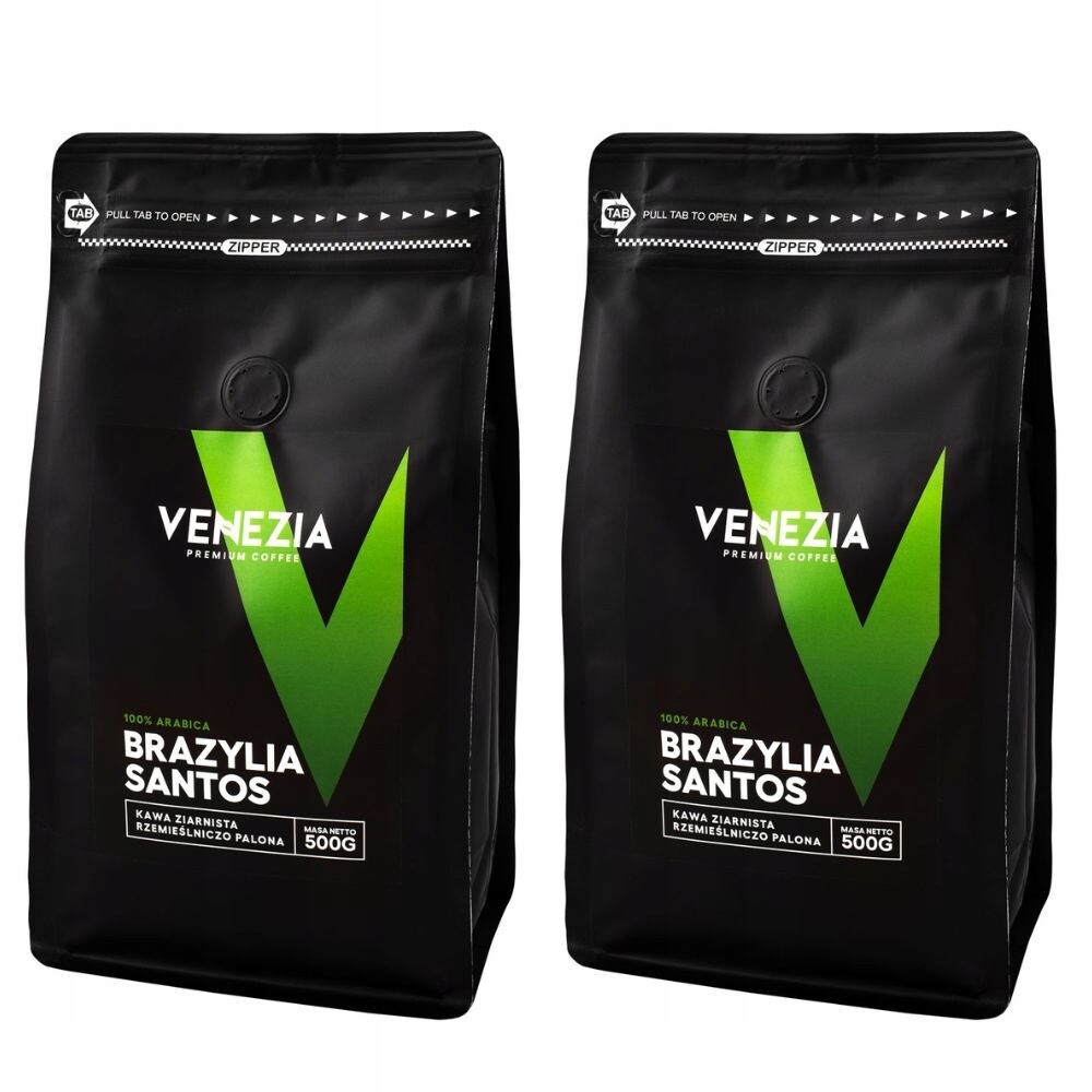 Káva zrnková Arabica čerstvě pražená Venezia Brazílie Santos 2x500g 1kg