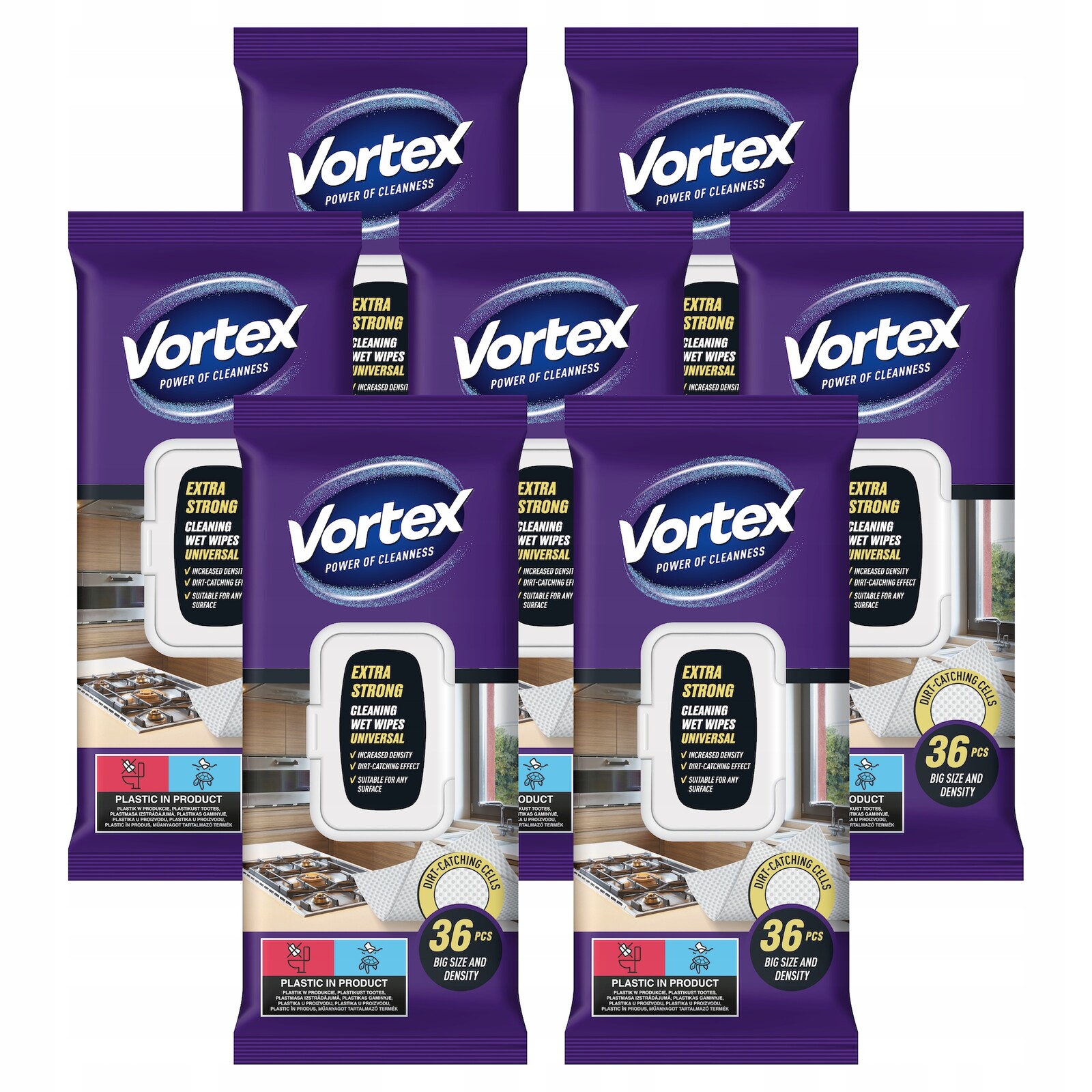 Sada univerzálních vlhčené ubrousky „Extra Strong“ Vortex 7x36 ks