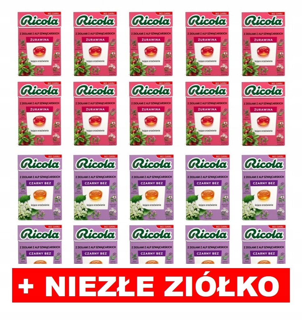 Ricola 20ks (10x Brusinky 10x Černý Bez) Dárek