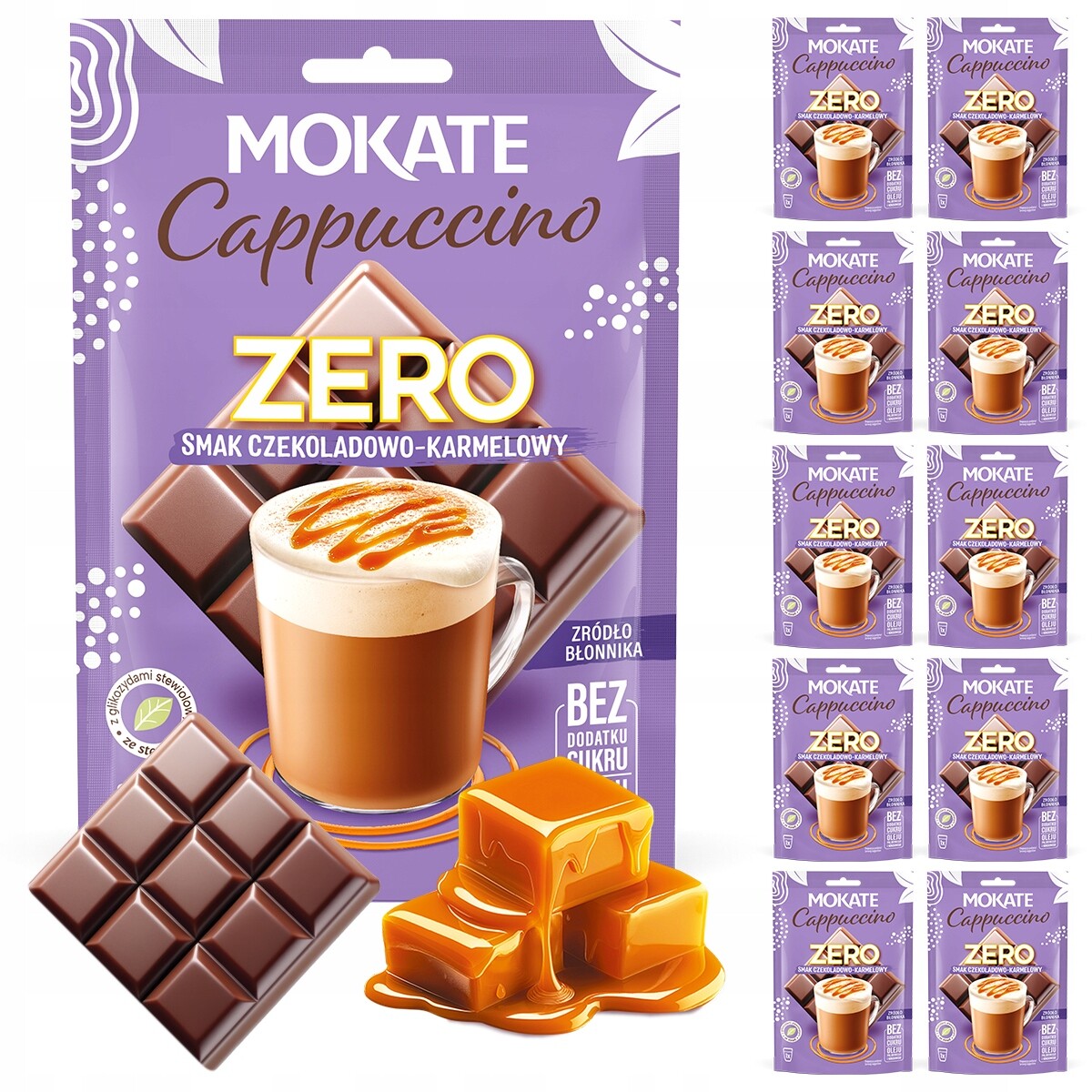 Velkoobchodní sada Mokate Cappuccino Čokoláda Karamel Bez přidaného cukru 10 x 20 g