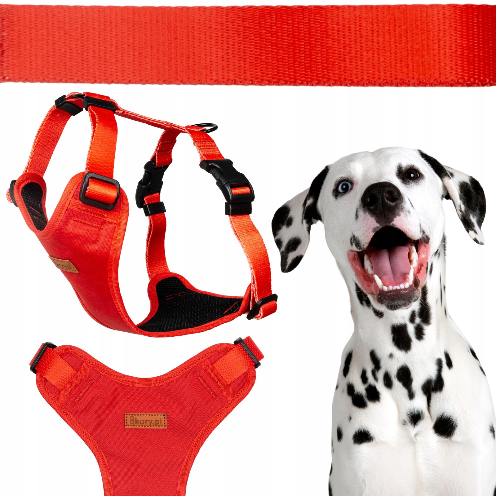 Regulovatelné beztlakové postroje pro velkého psa L Ovčák 30 mm Ukory Červené