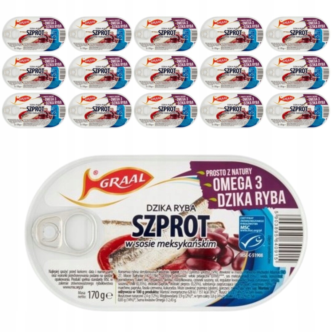 Graal Šprot v mexické omáčce 170 g x 15 kusů