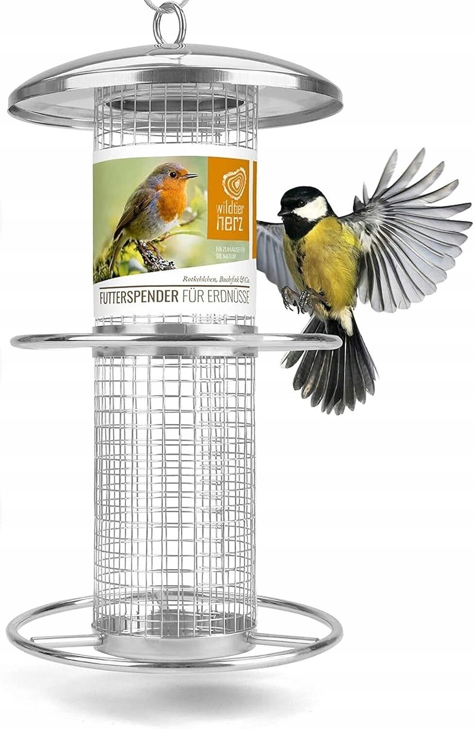 Krmítko pro ptáky Wildtier Herz stříbrné, nerezová ocel