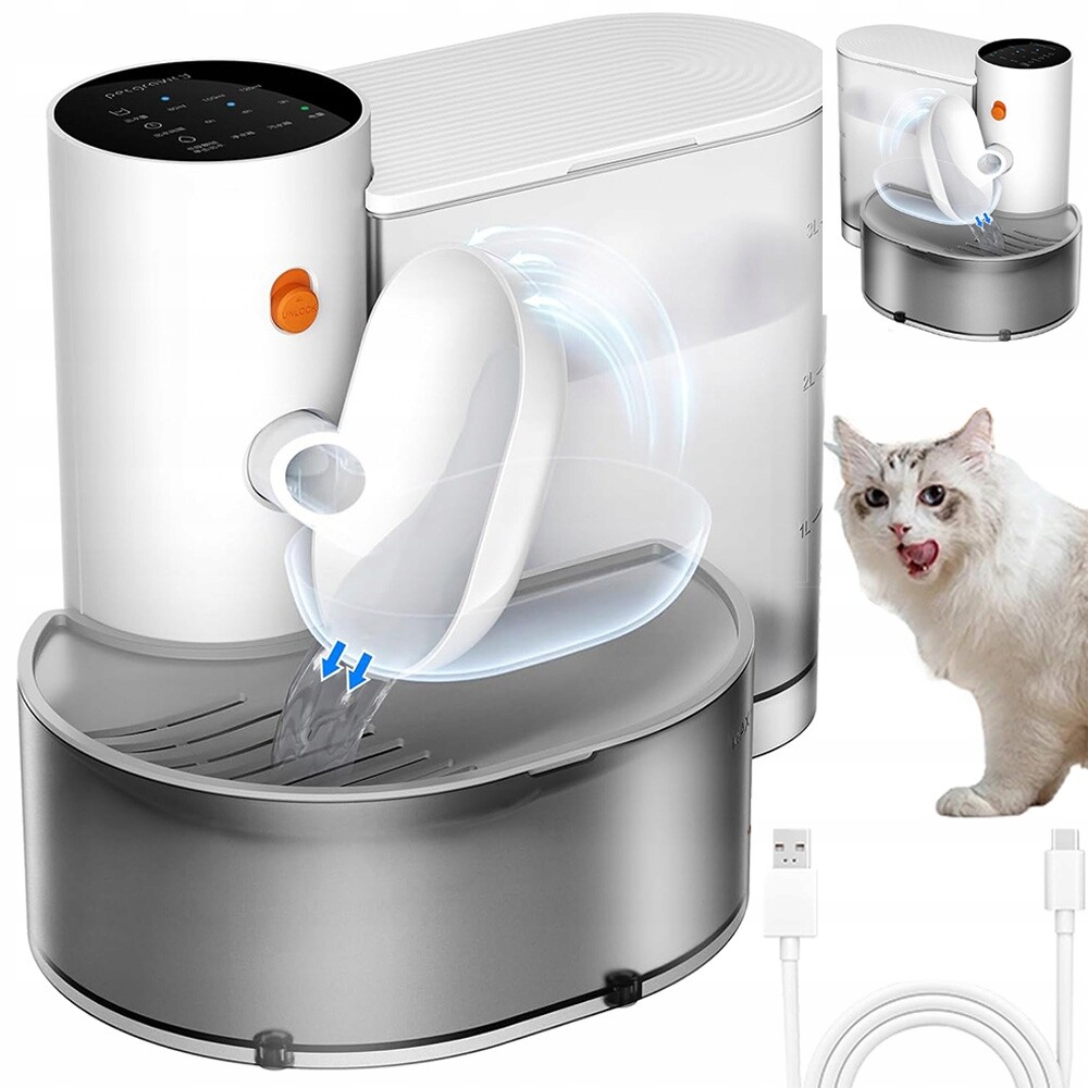 Inteligentní Dávkovač Vody Pro Kočky S Tichým Chodem A 3L Nádrží