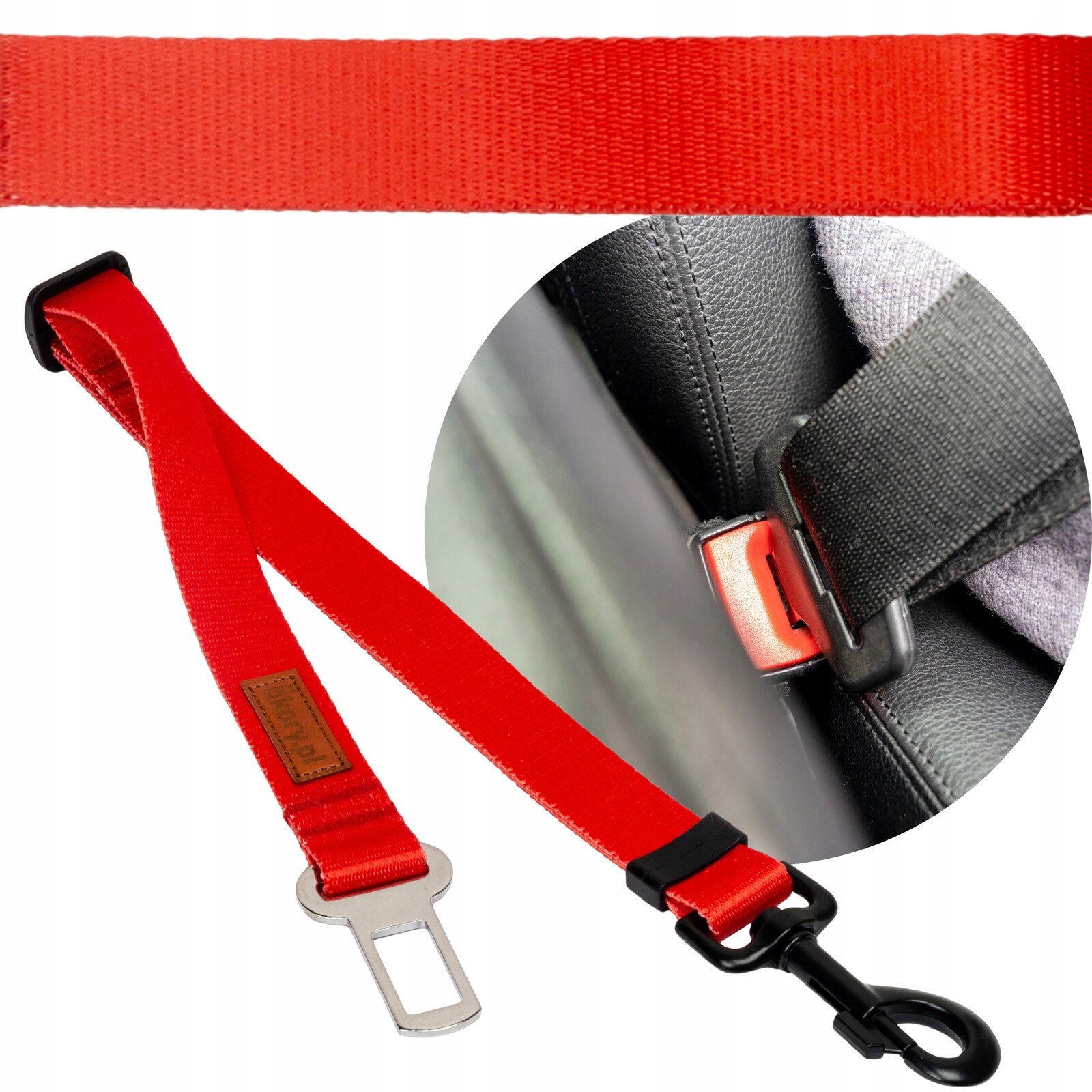 Bezpečnostní pás pro psa do auta 25 mm 45-75 cm Ukory červený