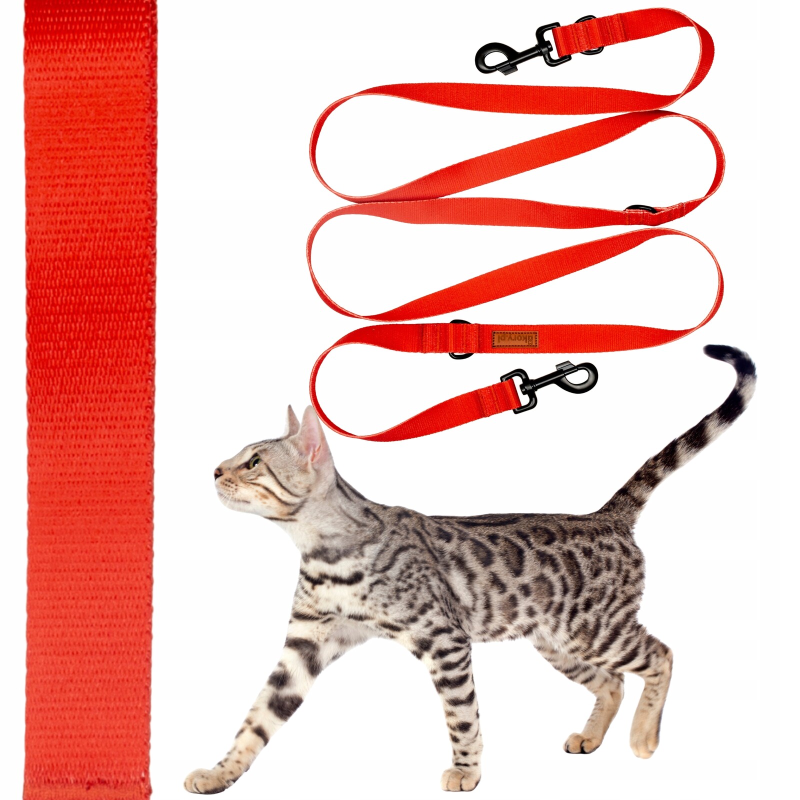 Přepínací vodítko s variabilní délkou 300 cm pro kočku do 3 kg Ukory Červená