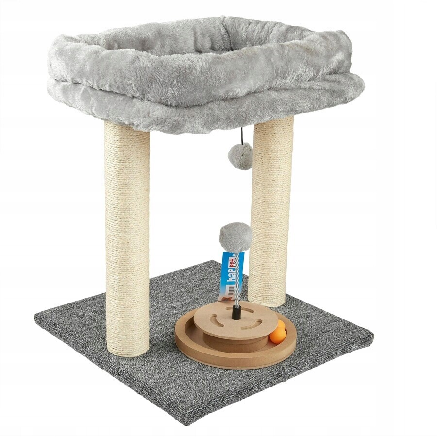 Škrabadlo CT21 s pelíškem 40x40x49,5 cm, 2 sloupky sisal, hračky