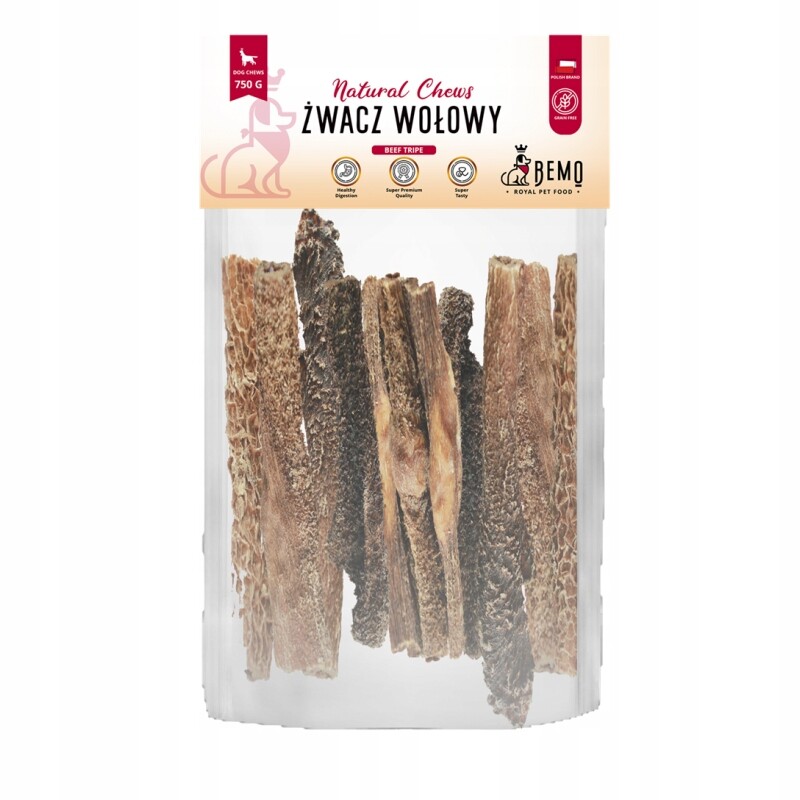 Sušené hovězí bachorky Premium pro psa Bemo 750 g přírodní pamlsek bachor