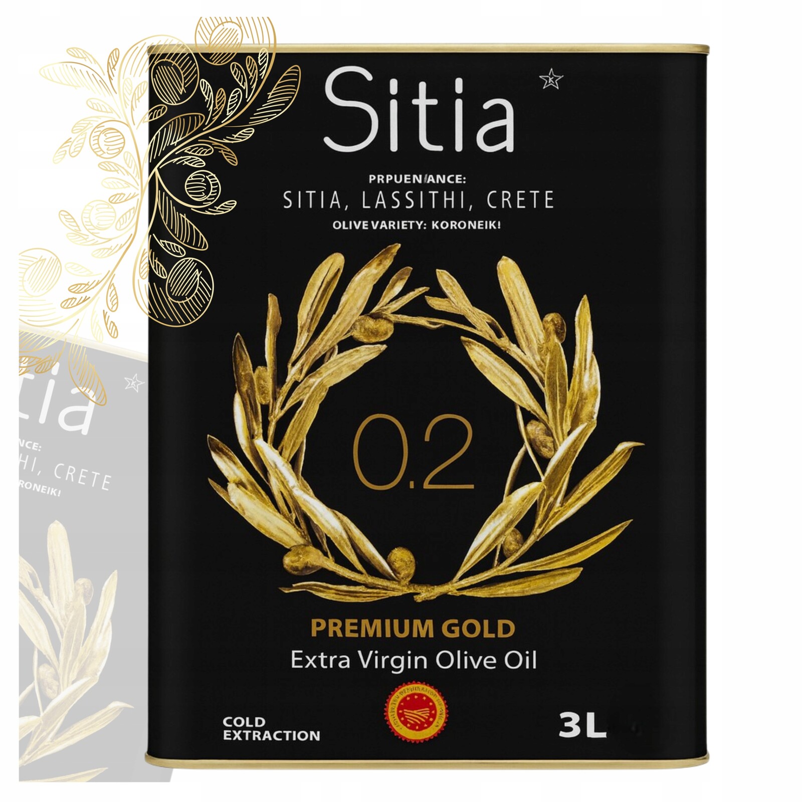 Extra Panenský Řecký Olivový Olej 3 L Kyselost 0,2% Sitia Premium Gold