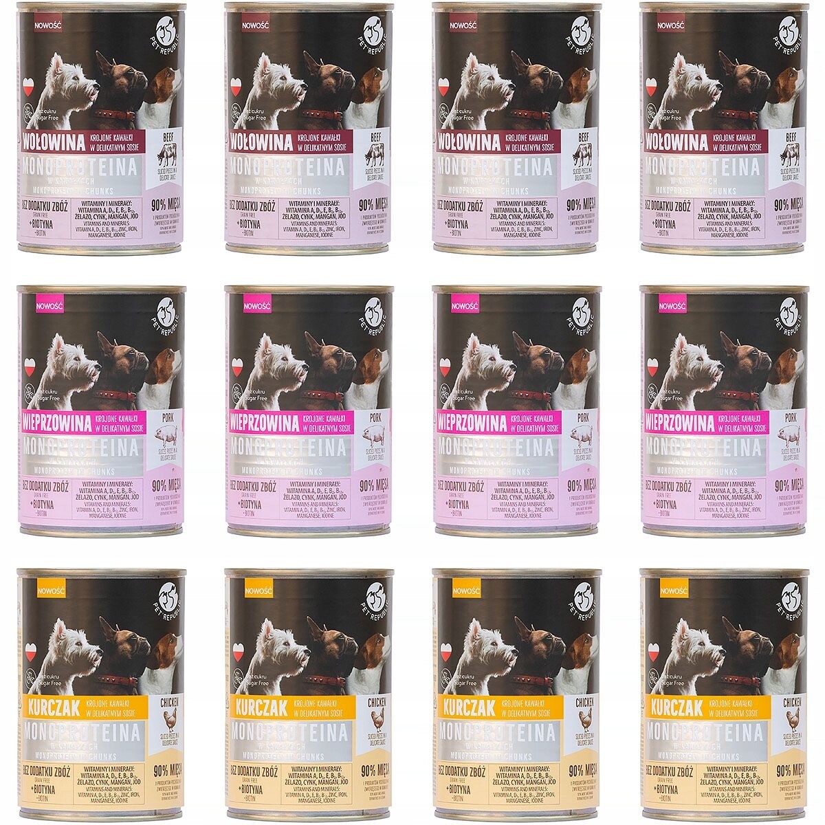 Pet Republic Monoproteinové vlhké krmivo pro psy s alergií mix 12 x 400 g
