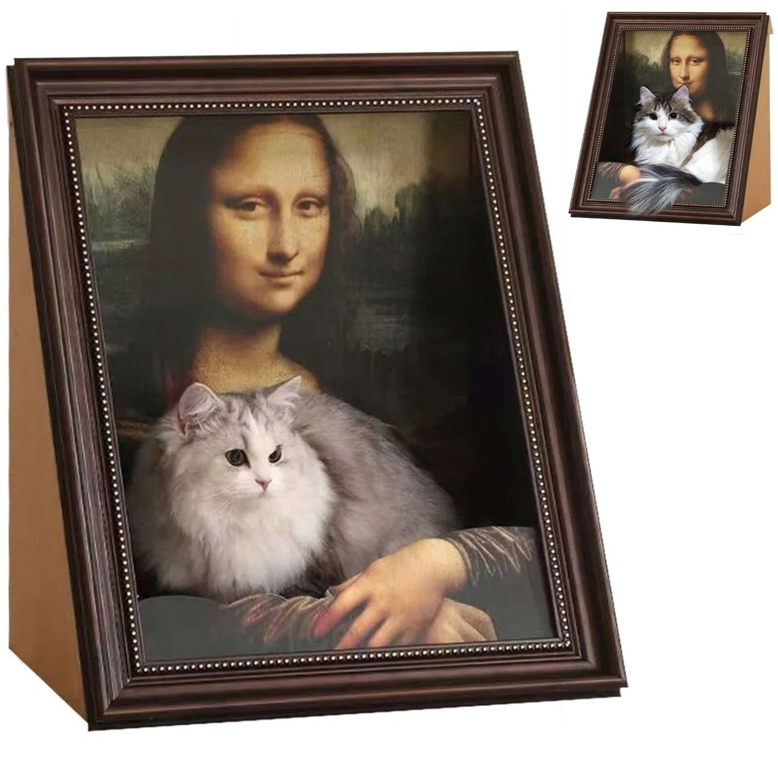 Kartonové škrabadlo pro kočky 3D Kartonový obraz MonaLisa
