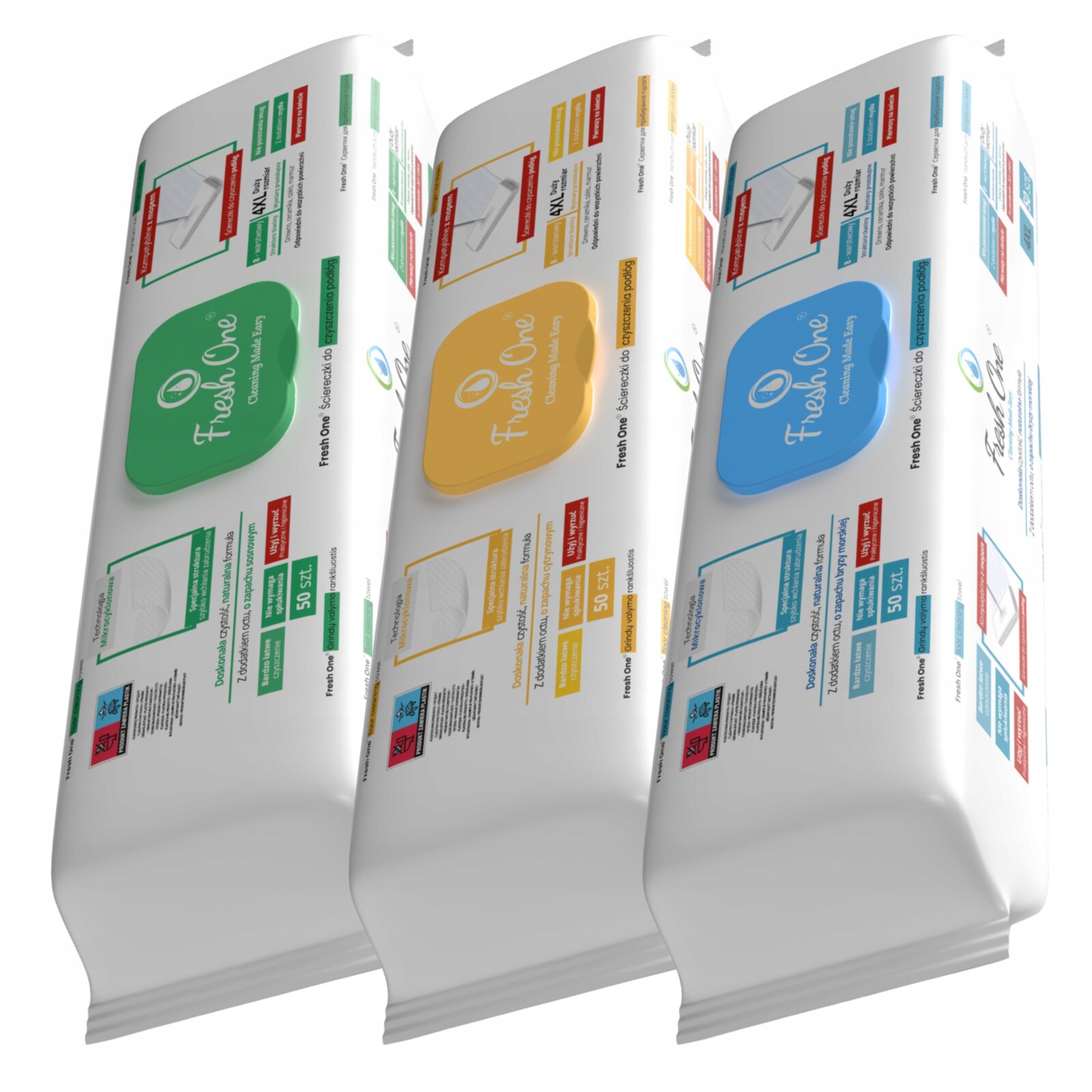 Fresh One Mop Vlhčené ubrousky 3x50 ks Citron Borovice Velké Tlusté