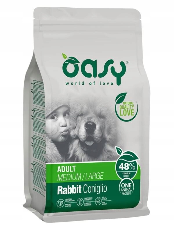 Oasy Rabbit Coniglio Adult M/L Krmivo s králíkem pro velká plemena 12 kg