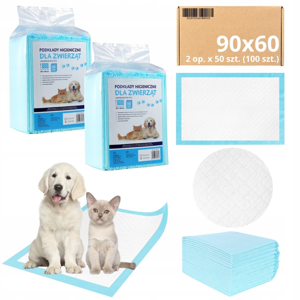 Podložky MediBed absorpční tréninkové Podložky 600 ml Pro Zvířata 90x60 cm 100 ks