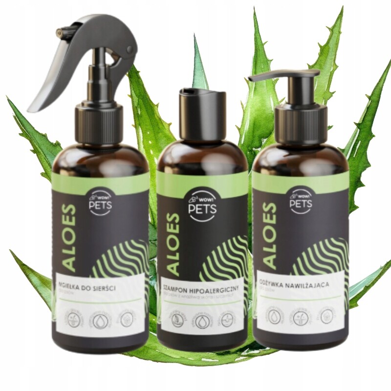 Sada kosmetických přípravků pro psa Hypoalergenní Aloe 3x200g Wow!pets