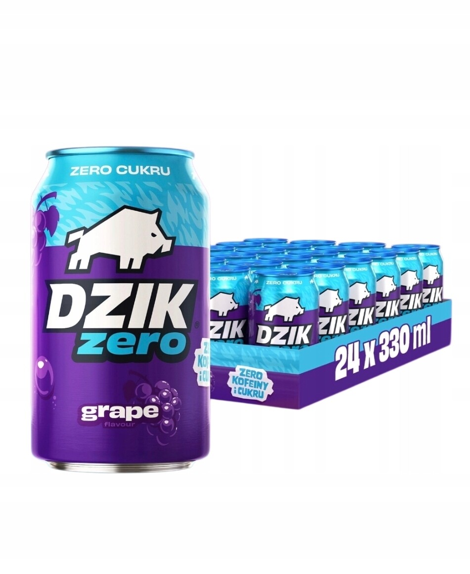 24 x Wk Dzik Energy Zero 330 ml bez kofeinu 0 kalorií Grape Hroznové Víno