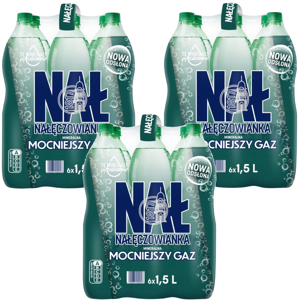 18 x perlivá minerální voda Nałęczowianka, silnější plyn 1,5 l