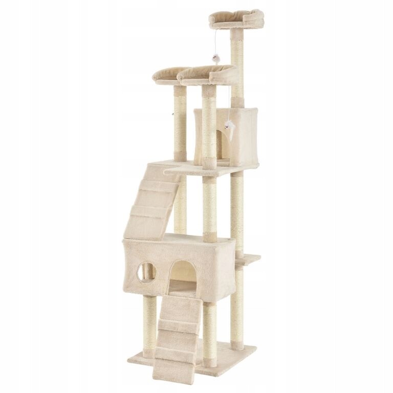Škrabadlo pro kočky 170 cm s pelíšky, domečky a sloupky