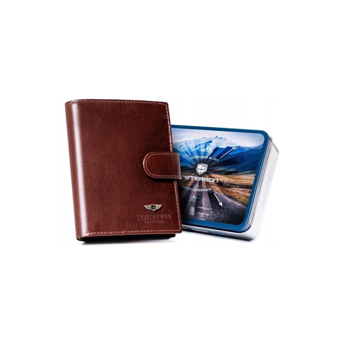 Peterson  Portfel Skórzany Dh Ptn 22308l-vt Brązowy  Hnědá