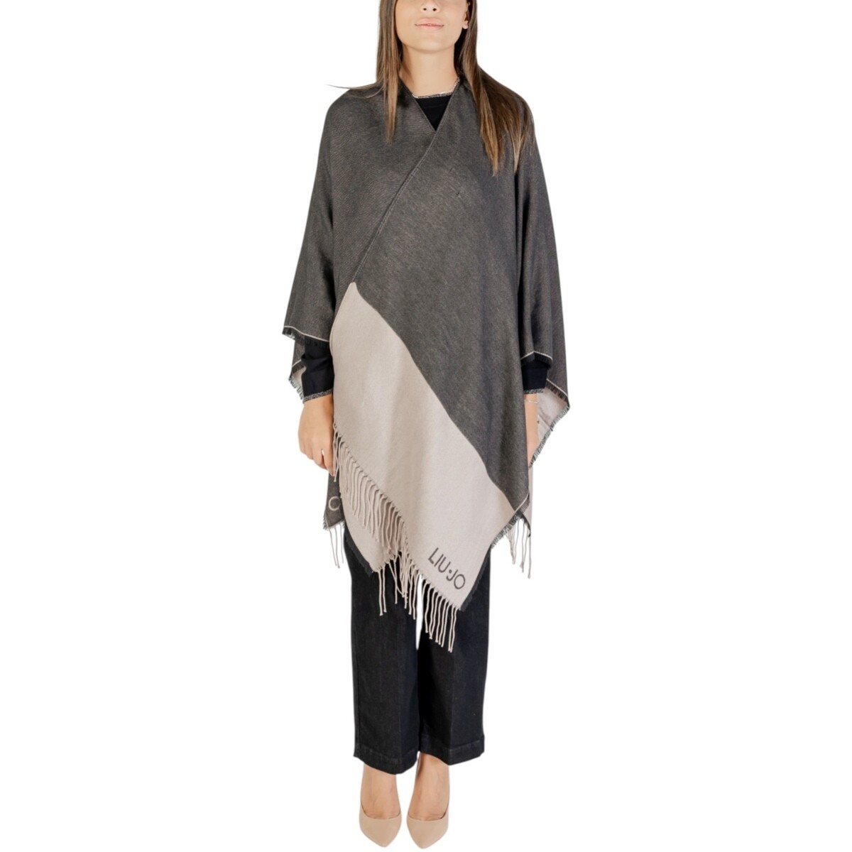Liu Jo  PONCHO OVAL MONOGRAM 2F5031 T0300  Černá