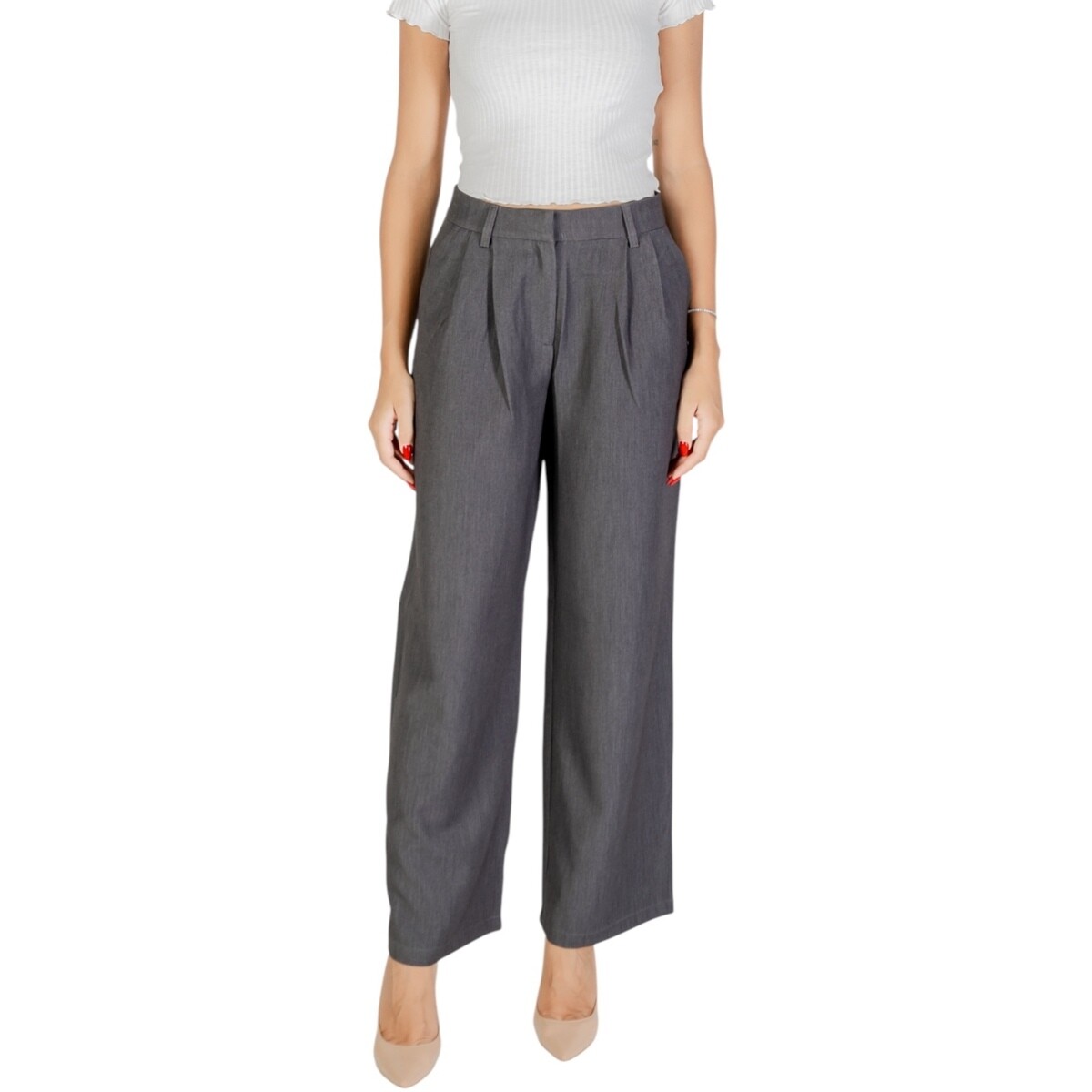 Only  ONLHATTIE HW PLEAT MEL STR PANT TLR NOOS 15304707  Šedá