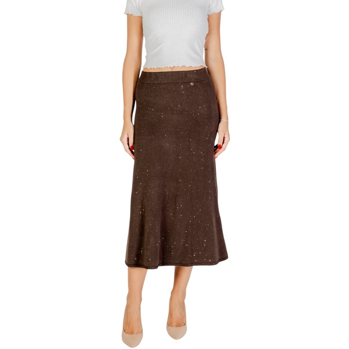 Liu Jo  GONNA MAGLIA LONGUET MF5295 MA27R  Hnědá