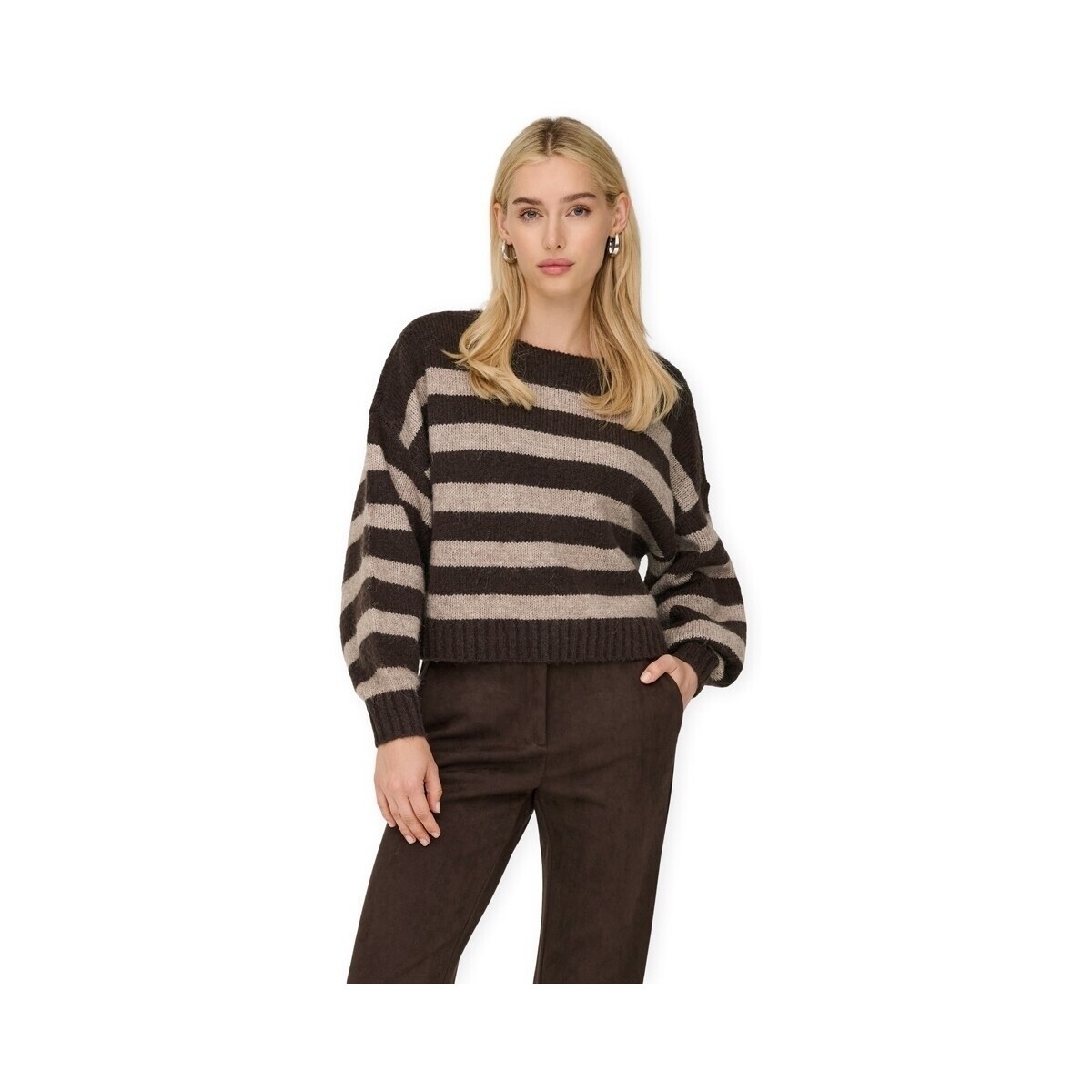 Only  Aya Life Knit - Seal Brown/Fungi  Hnědá