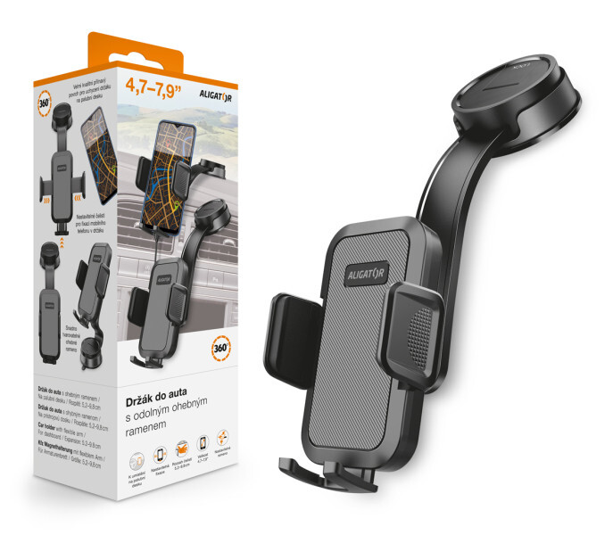 Aligator Držák do auta s odolným ohebným ramenem, na palubní desku, univerzální