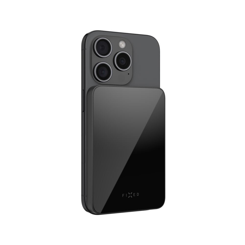 Powerbanka FIXED MagZen 10 Crystal s bezdrátovým nabíjením se standardem Qi2 a podporou MagSafe, 10 000 mAh, černá