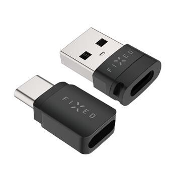Hliníkový USB-C/C a USB-C/U Data blocker 2in1 FIXED, černá