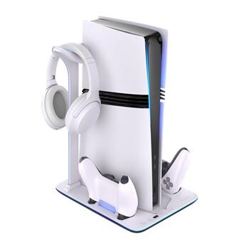 Dokovací stanice FIXED pro PlayStation 5 (Pro/Slim) s větráky a nabíjením pro 2xDualSense, černo-bílá