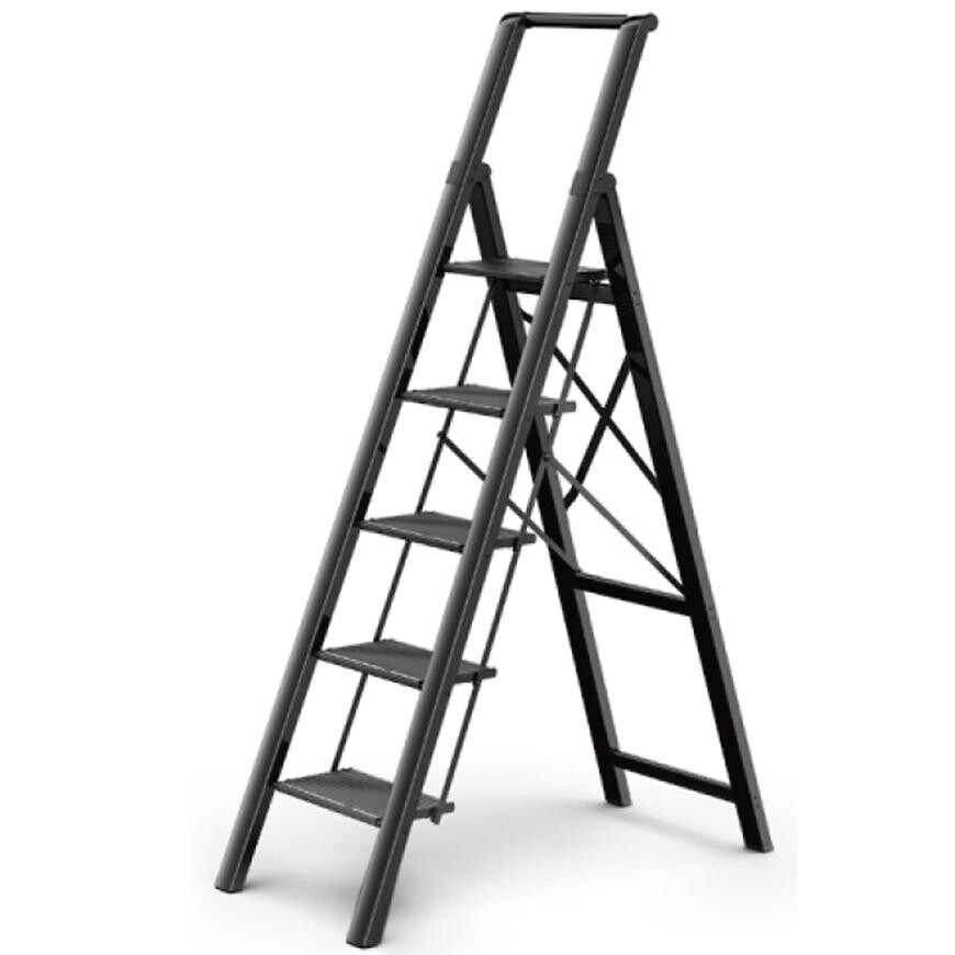 Domácí žebřík PREMIUM, černý, 5 stupně