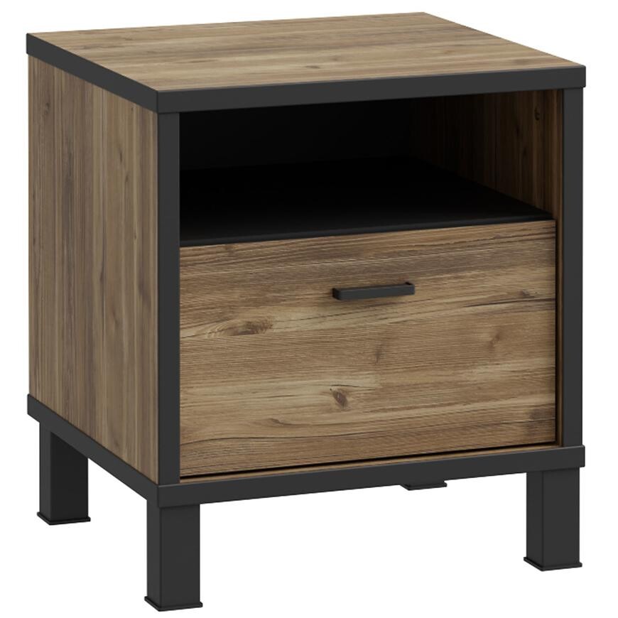 Noční stolek HYTK011 alpský smrk/černý