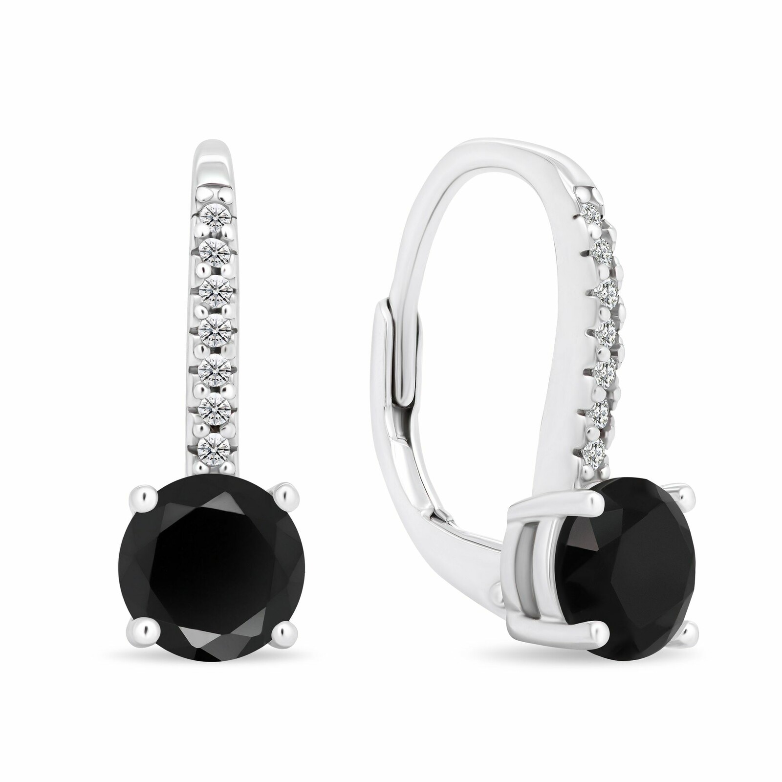Brilio Silver Třpytivé stříbrné náušnice s černým zirkonem EA415WBC