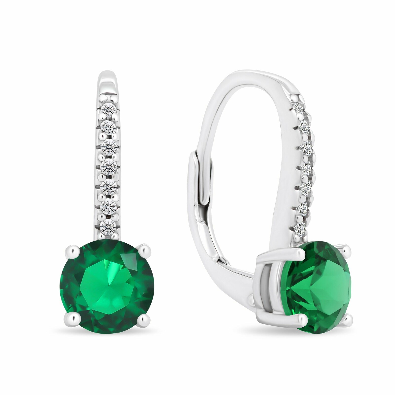 Brilio Silver Třpytivé stříbrné náušnice se zeleným zirkonem EA415WG