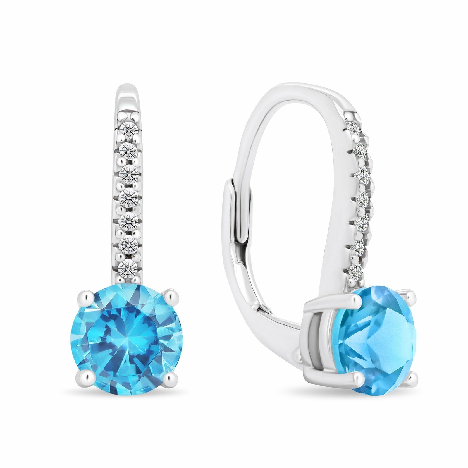 Brilio Silver Třpytivé stříbrné náušnice se světle modrým zirkonem EA415WAQ