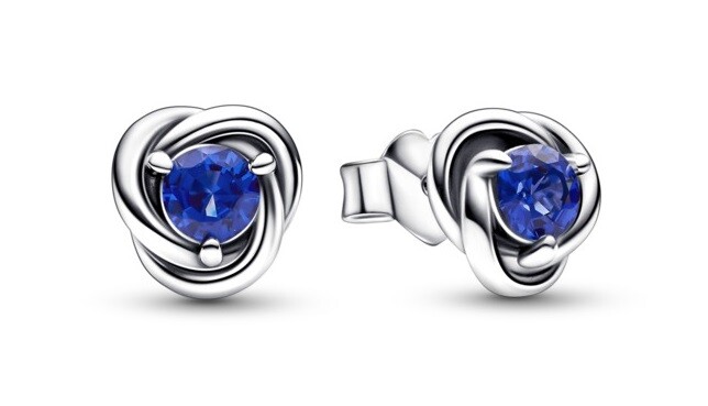 Pandora Slušivé stříbrné náušnice s modrými zirkony 292334C07