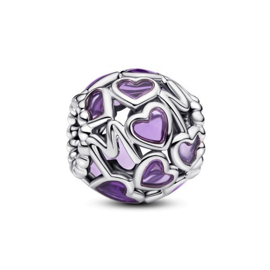 Pandora Elegantní stříbrný korálek Srdce a nápis Mom Moments 793772C01