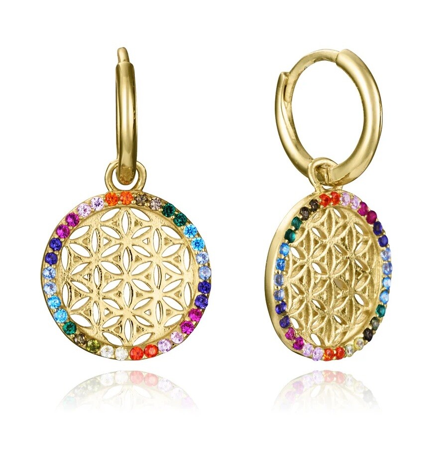 Viceroy Výrazné pozlacené náušnice 2v1 s barevnými zirkony 15123E100-39