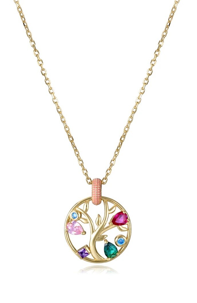 Viceroy Pozlacený náhrdelník Strom života s barevnými zirkony 15125C100-39