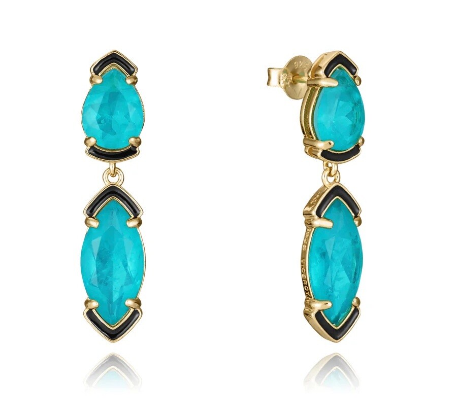 Viceroy Visací pozlacené náušnice s tyrkysovými krystaly 2304E100-52