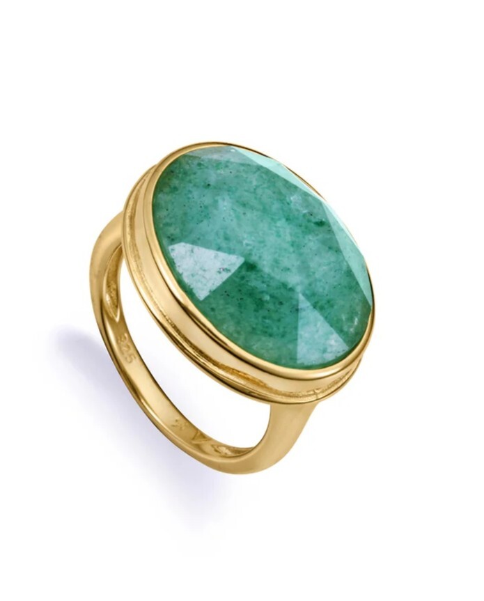 Viceroy Jedinečný pozlacený prsten se zeleným křemenem 2323A 52 mm