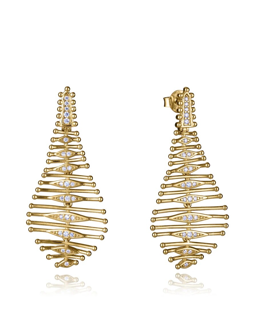 Viceroy Módní pozlacené náušnice s čirými zirkony 2318E100-30