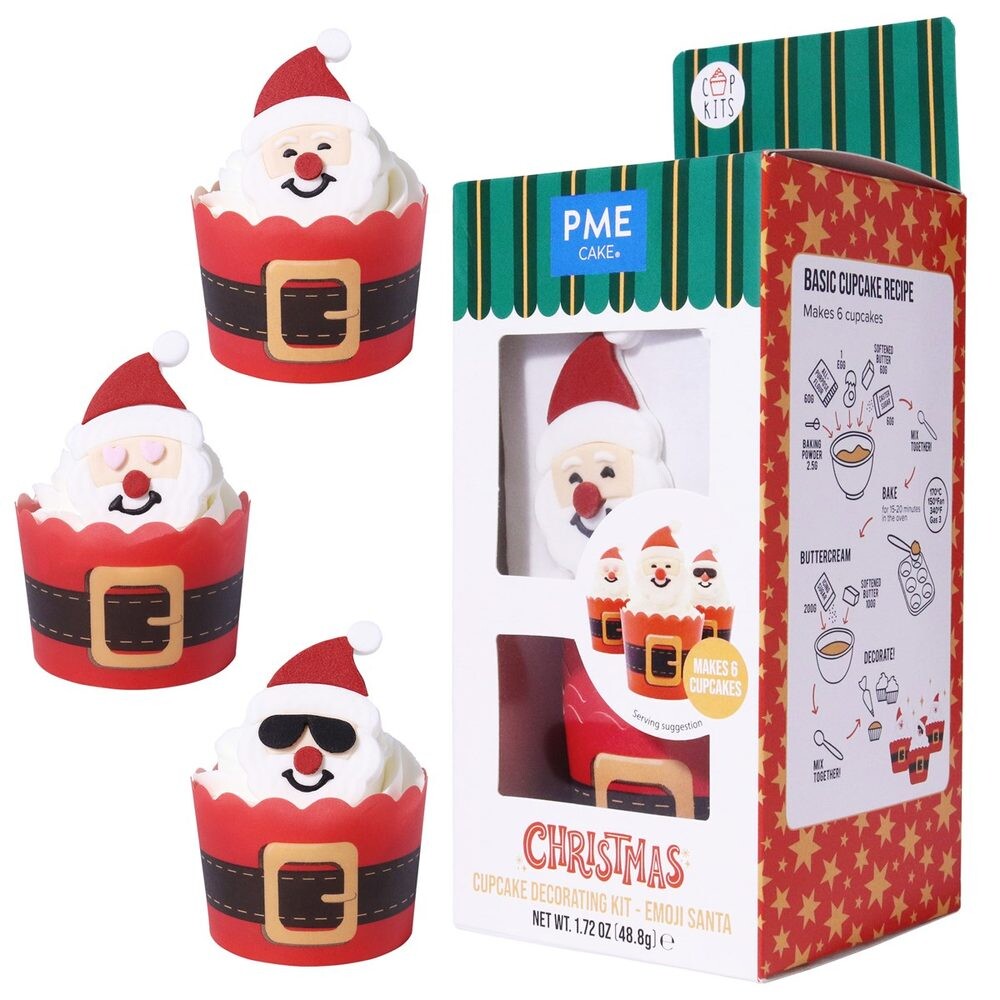 Vánoční sada na zdobení cupcakes - Emoji Santa (sada 6) - PME