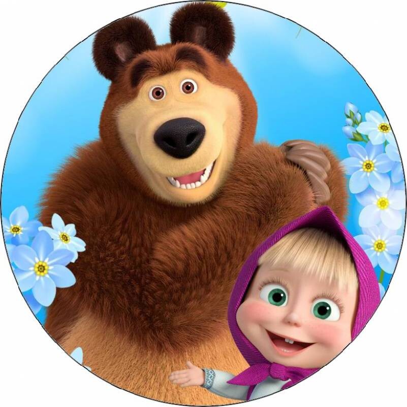 Jedlý papír Máša a medvěd s květy 19,5cm - Pictu Hap