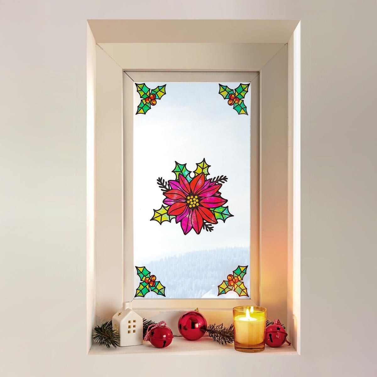 Die moderne Hausfrau Samolepka na okno Vánoce, sada 4 ks