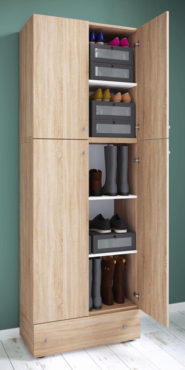 Botník Lona XXL s otočnými dvířky se zásuvkou, dub sonoma