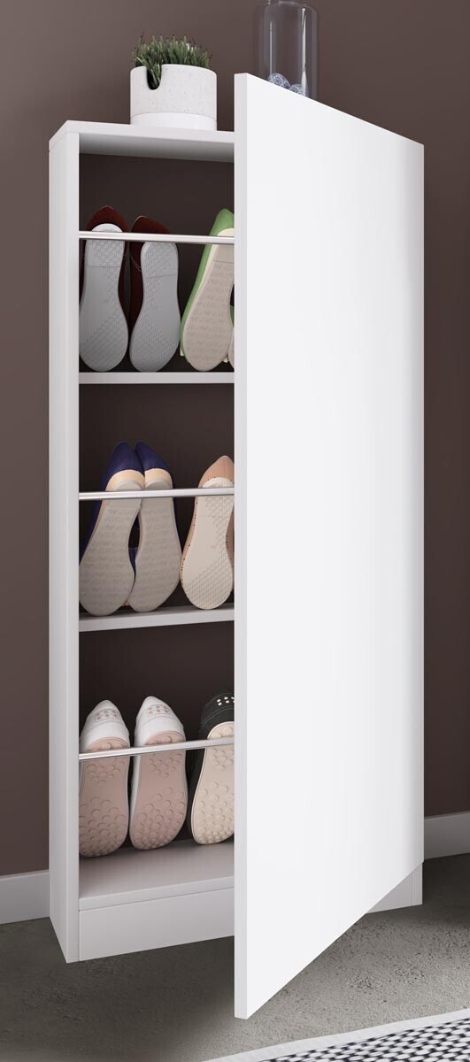 Botník Fulisa s dřevěnými dvířky, bílý