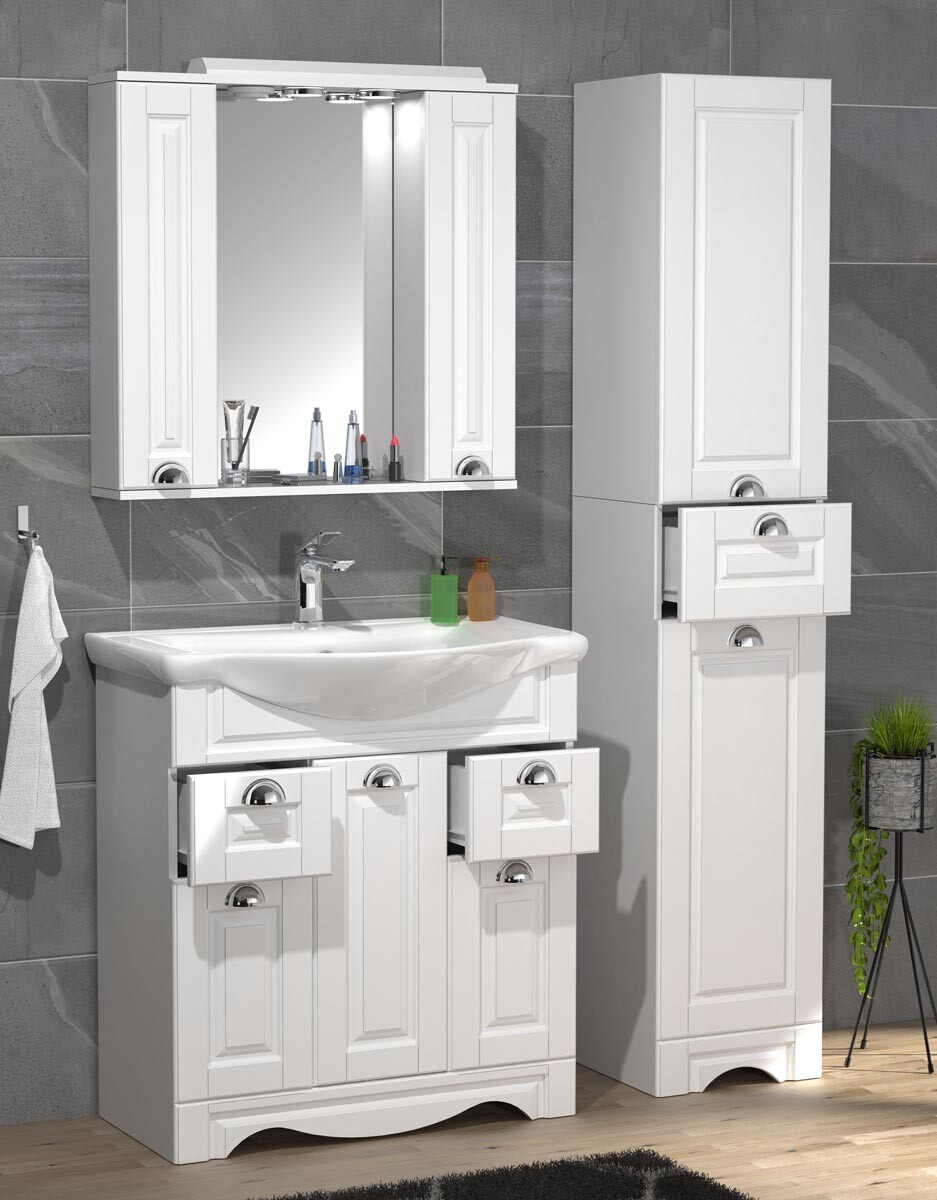 4dílná umyvadlová skříňka Casalo XL, bílá