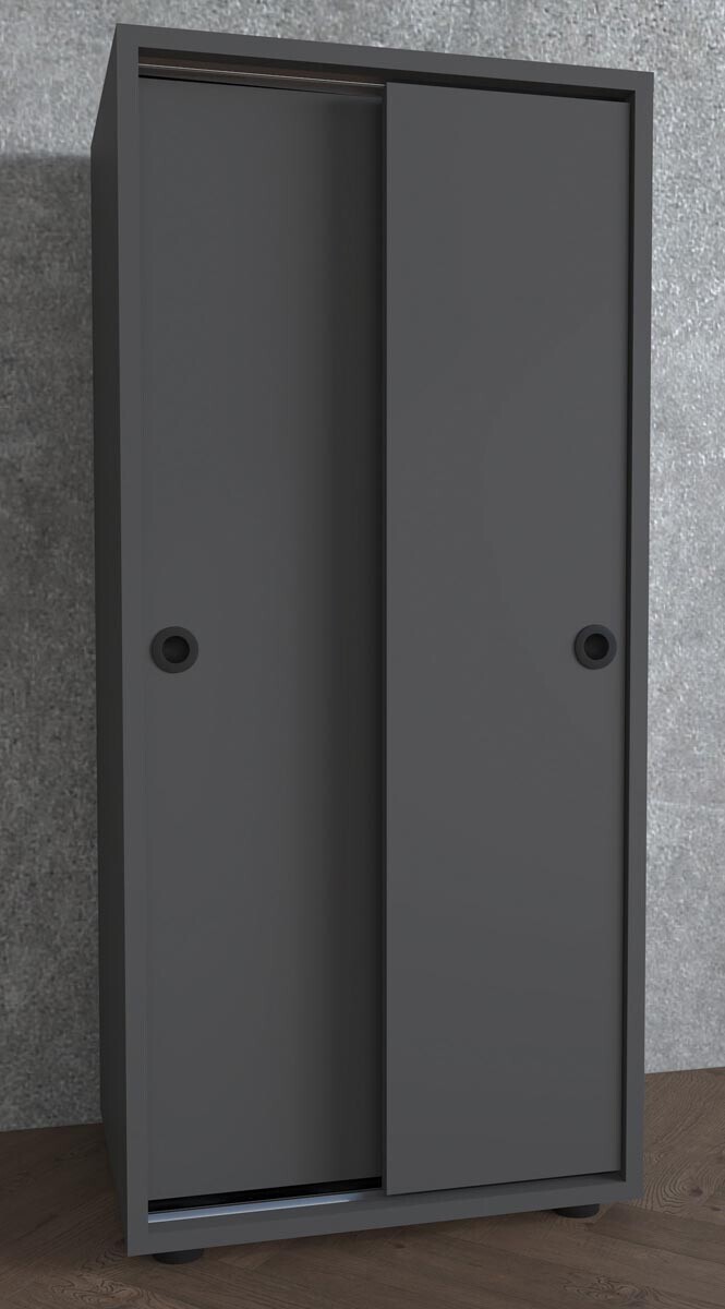 Kancelářská skříň s posuvnými dveřmi Ulas 3-komorová, antracitová